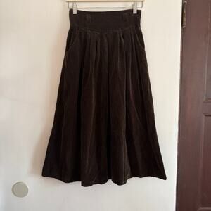 80s Vintage Brown Corduroy High Waist A Line Midi Skirt Vtg. Medium *Fits Small